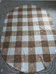 Oval Tablecloth 55X82 Brown Gold Cream Tri Color Made Spain Cotton Cottage. Fixed Price $29.99.