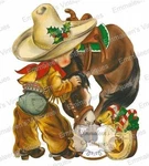 Vintage Image Christmas Little Cowboy And Horse Waterslide Decals CHR246. Fixed Price $13.99.