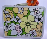 World Famous Ohio Art Flower Power Metal Lunch Sewing Box Notions Keepsake Kit. Fixed Price $68.00.