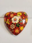 Handpainted Floral Heart Paper Mache Red 3D Love Valentine's Day Decor. Fixed Price $12.99.