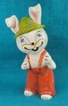 Vtg Paper Mache Whimsical Easter Bunny Figurine Spring Garden Overalls Crazing. Fixed Price $21.99.