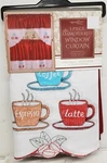 3PC. Embroidery Curtains SET:2 Tiers &SWAG(60"X36")TRI-COLOR Coffee Cups,burg,al. Fixed Price $21.99.