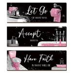 Honoson 3 Pcs Pink Bathroom Decor Wall Art Pictures Accept Let.... Fixed Price $17.86.