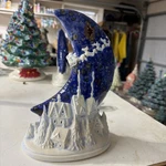 Ceramic Night Lamp Santa Over The City Light 14 Inches Yall Christmas. Fixed Price $80.00.