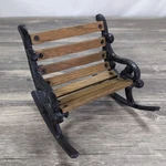 Doll Bear Park Bench Cast Iron &wood 6" Sitting Natural Toy Display Piece Rocker. Fixed Price $25.95.