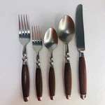 Hampton Silversmiths Set Of 5 Stainless Steel Flatware Faux Wooden Handles HSV63. Fixed Price $25.99.