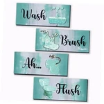 Fencordar 4 Pcs Bathroom Decor Abstract Wall Wooden Teal. Fixed Price $24.56.