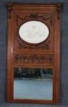 Rare French Porcelain Plaque Cherubs Maidens Carved Walnut Trumeau Mirror C1860S. Fixed Price $2681.89.