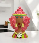 Ceramic Dollymama African American Pink Hair Cookie Jar, Kitchen Decor, Cafe. Fixed Price $74.99.