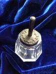 Antique Glue Pot Sterling Lid Horse Bristle Brush Victorian Octagon Glass. Fixed Price $62.00.
