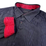 Jhane Barnes Shirt Men 4XL Black Silk Blend Flip Cuff Artistic Waves Textured. Fixed Price $24.95.