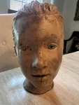 Vintage Painted Plaster Boy Head Sculpture. Fixed Price $38.00.