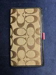 Coach Hampton Signature Checkbook Cover Logo Canvas & Leather Pink. Fixed Price $16.99.