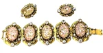 2 Die 4 Elaborate & Huge Selro Pink Gold Foil Cabochon Bracelet Earrings!. Fixed Price $223.87.