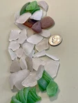 W 1214 Genuine Surf Tumbled Sea Glass/ Mixed Colors Frosted Beach. Fixed Price $10.95.