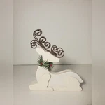 #55 New Wooden Christmas White Sitting Reindeer Plaque Holiday Home Decor 8. Fixed Price $15.00.