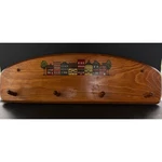 Vintage Wood Wall Rack 4 Shaker Pegs Hand Painted Village Scene Arched 20 Inch. Fixed Price $84.00.
