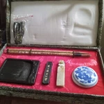 Asian Ink Jade Seal Wax And Calligraphy Brushes Set. Fixed Price $23.00.