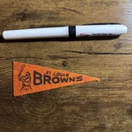 1946-49 American Nut & Chocolate Browns Mini-pennant Orange Background Variation. Fixed Price $25.00.