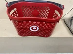 Target Red Shopping Basket With Handle Bullseye Logo Kids Pretend Play. Fixed Price $39.99.