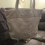 Coach 17041 Audrey Leigh Laser Cut Perforated Ivory Leather Tote Shoulder Bag. Fixed Price $40.00.