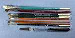 Vtg Lot 9 Grumbacher Delta Morilla Artist Paint Brushes Long Handle Round & Flat. Fixed Price $27.20.