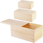 3 Pack Unfinished Wooden Box With Slide Lid, Blank Pine Case Container. Fixed Price $20.85.