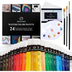 Aem Hiarts Watercolor Paints Kit (24COLORS, 3 Brushes, 20SHEETS, 1 Paintpalette). Fixed Price $25.99.