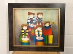 Joyce Roybal Signed Wood Frame Musician Oil Painting On Canvas 30" X 26". Fixed Price $195.00.