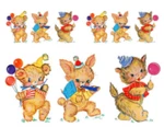 Vintage Image Retro Party Animals Bunny Bear Kitten Waterslide Decals AN573. Fixed Price $13.99.