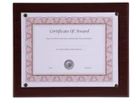 Nudell Award Plaque Document Holder Acrylic/plastic 10-1/2" X 13" Walnut. Fixed Price $12.00.