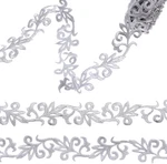 Silver Embroidery Lace Trim Ribbon 4.4 Yards Iron Metallic Flower Appliq. Fixed Price $19.16.