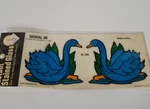 Vintage Decal Nip New Decoral Blue Swan Stained Glass 1977. Fixed Price $14.00.