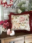Floral Cotton Canvas Pillow.. Looks Perfect Year Round.. Edged With Wine Trim. Fixed Price $40.00.