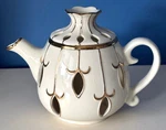 Partylite Ivory Gold Fleur De Lis Style Cutout Teapot Candle Topper P7305-MINT. Fixed Price $14.00.