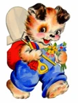 Vintage Image Child Retro Gardening Puppy Dog Transfers Waterslide Decals AN625. Fixed Price $13.99.