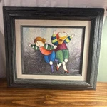 Joyce Robal Oil On Canvas 2 Women Roller Blading Skating Wood Framed Painting. Fixed Price $65.00.