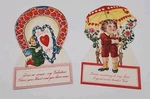 Antique Valentines Day Cards Die Cut Paper Doll Style Boy Horseshoe Hearts Love. Fixed Price $18.00.