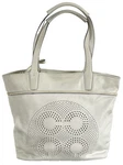 Coach 17041 Audrey Leigh Laser Cut Perforated Ivory Leather Tote Shoulder Bag. Fixed Price $125.00.