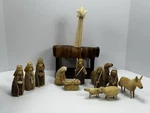 Set Rustic Bristle Brush Christmas Nativity Cr Che Folk Art Primitive Burlap. Fixed Price $90.24.