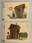 Meyercord Decorator Decals -outhouse Boy Sun Dog Frog Flowers Nos 1979 (2). Fixed Price $12.99.