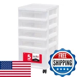Iris Usa Plastic Storage Organizer Rolling Cart Wheels Casters 5-DRAWERS. Fixed Price $64.11.