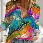 Vibrant Silk Paint Style Women Blouse Artistic Abstract Tie Dye Shirt Aesthetic. Fixed Price $31.49.