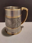 Malaysia - Penang Silver Renaissance Pewter Stein Mug Gold Plated Trim & Handle. Fixed Price $49.99.