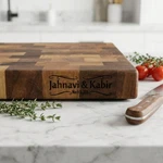 Personalized End Grain Walnut Wood Cutting Board For Kitchen, Chopping Block. Fixed Price $59.99.