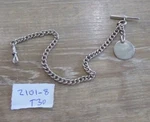 Antique Solid Silver Single Albert Pocket Watch Chain With Coin Fob. Fixed Price $181.22.
