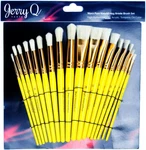 18 Pcs Pure Natural Hog Bristle Brush Set For Oil, Acrylic, Tempera. Short Wood. Fixed Price $14.11.