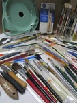 Artist Paint 114 Brushes-tray & Accessories-palette Knives-plaid/royal-new Used. Fixed Price $128.78.