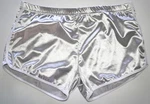 Adult Shiny Bright Silver Satin Shorts Medium. Fixed Price $39.98.