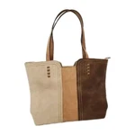 Montana West Tote Bag Tri Color 18 X 11 Double Handle Zip Closure Euc. Fixed Price $18.99.